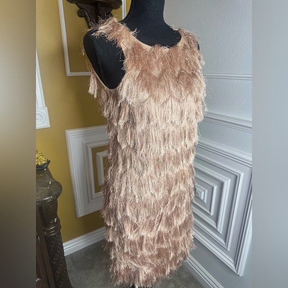 ZARA Collection Elegant Tan Fringe Dress - Picture 6 of 8